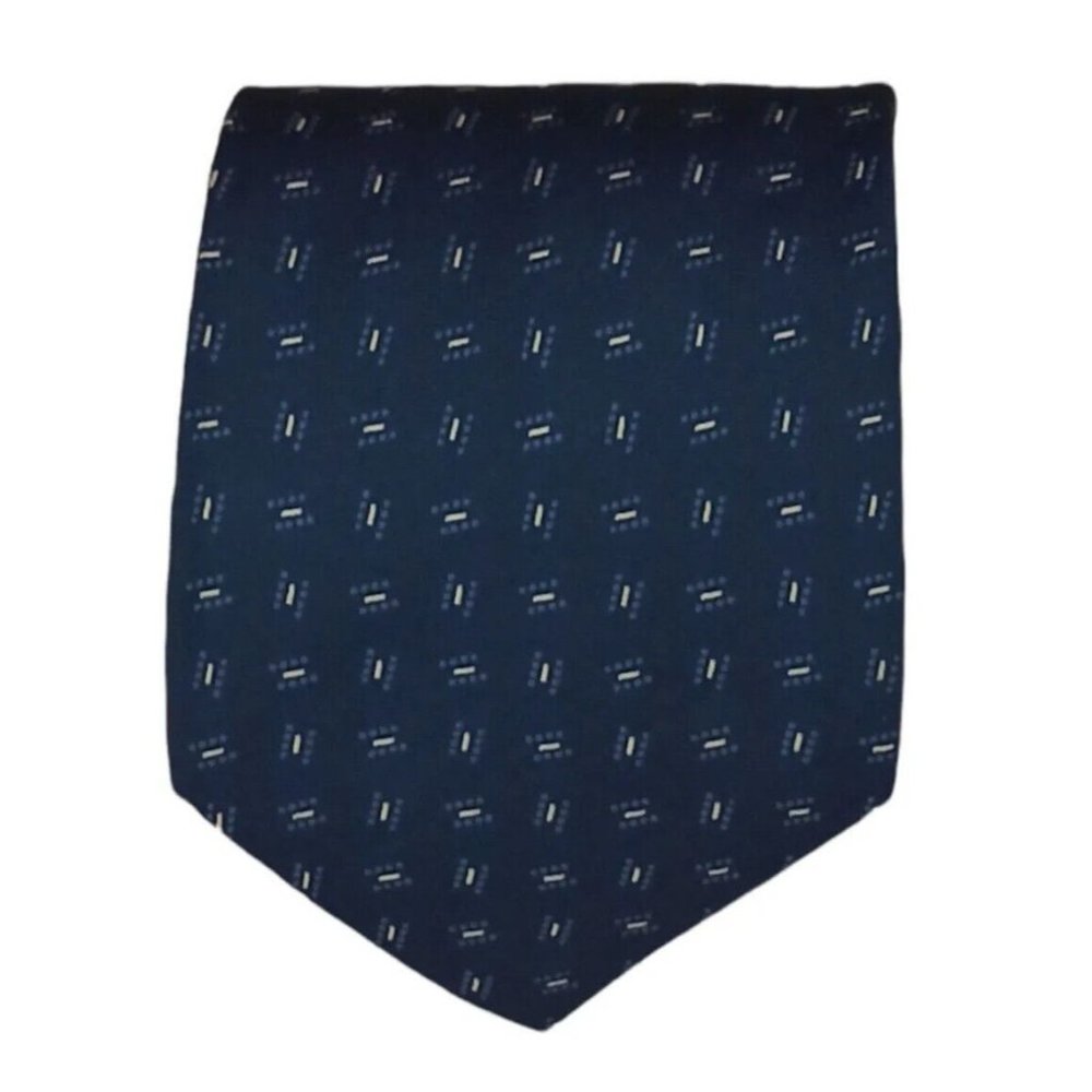 POLO BY RALPH LAUREN Blue Geometric Silk Tie HANDMADE USA 60"/ 4" EC - Picture 1 of 7